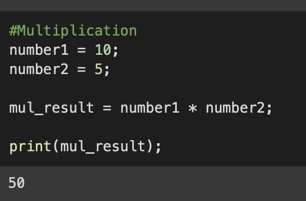 Python Programming Multiplication Operator Example